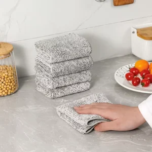 Oil Resistant Quick Dry Thickened Coral Velvet Microfiber Dish Wiping Cloth for Kitchen Countertops