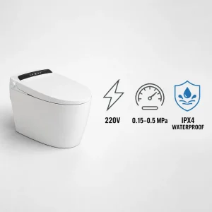 One-Piece Bidet Toilet with Warm Water Wash Air Dryer Heated Seat Auto-Open Lid and Self-Cleaning Nozzle