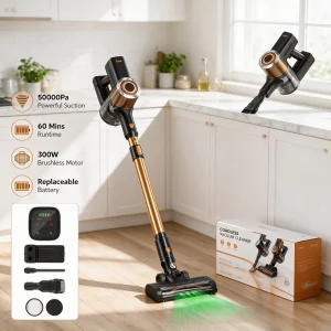 Online 6 in 1 Rechargeable Broom Dust Stick Cordless Vacuum Cleaner for Hardwood Floor Pet Hair with Brushless Motor