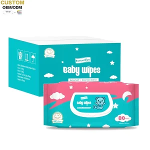 Organic Baby Biodegradable Cleansing Wipes with Custom Logo Lid