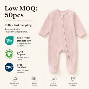 Organic Cotton Baby Sleepsuit Baby Romper Footie Custom Print Baby Two Way Zipper Onesie Infant Sleepwear Newborn Clothing
