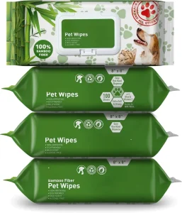 Organic Nonwoven Wet Cleansing Wipes, 20×17.5cm, for Dog and Cat Paw, Ear, Eye, and Tooth Grooming
