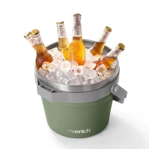 Outdoor BBQ Ice Bucket with Scoop Tongs Small Container for Garnish Stylish Portable Drink Cooler for Camping Beach Party