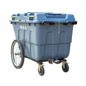 Outdoor PP Plastic Foot Pedal Sanitation Cleaning Wheeled Waste Trolley Bin Waterproof Street Garbage Truck 400L Eco Friendly