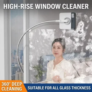 Outdoor Window Cleaner with Extendable Handle, Double-Sided Stainless Steel Microfiber Brush