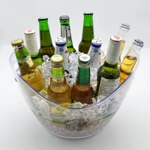 Oval Shape Clear PS Plastic 8L Ice Buckets for Camping in Carton