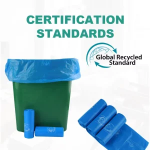 PCR Recycled Waste Bags Flat Bottom Garbage Bags on Roll for Household Commercial and Industrial Use