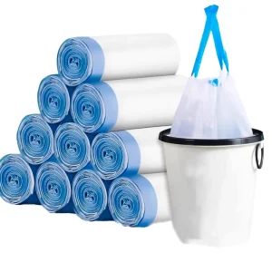 PE Drawstring Trash Bags with Custom Logo Option for Household and Outdoor Use