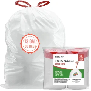PE Plastic Tall Kitchen Drawstring Trash Bags 13 Gallon Strong Heavy Duty Refuse HDPE Can Liners Garbage Bag with Draw String