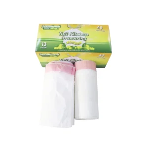 PE Recycling Custom Printed Plastic Tie String with Drawstring Trash Sack Trash Garbage Bag on Roll
