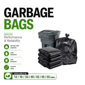 PE Side Gusset Disposable Trash Bags with Heat Seal and Silk Screen Printing for Household Use