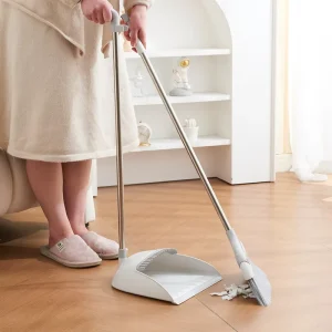 PET Broom Long Handle Plastic Dustpan Multipurpose Indoor Outdoor Cleaning
