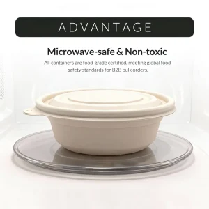 PFAS Free Biodegradable Compostable Microwave Friendly Modern Multi Capacity Corn Starch Lunch Box for Disposable Takeaway Fast