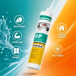 PINSU GP General Purpose Acid Silicone Sealant Waterproof Anti Fungus Strong Adhesive for Woodworking Window Tile Cabinet Glass
