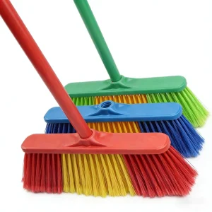 PP Broom Head Flagged Soft Bristles PVC Handle Dustpan Compatible Household Outdoor Use