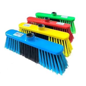 PP Broom Head with Soft Plastic Bristles, PVC Broomstick, Plastic Handle and Dustpan for Home and Outdoor Use
