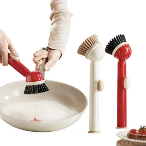 PP Material Pot Scrubber and Bottle-Squeeze Cleaning Brush With Long Handle
