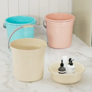 PP Plastic Basin and Bucket Set Multi Size Stackable Household Cleaning Combo with Handle Factory OEM ODM