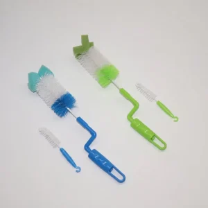 PP Sponge Baby Bottle Cleaning Brush Set with Nipple Brush and Hanging Hook for Bottles Cups