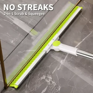 PP Squeegee with Stainless Steel Telescopic Handle Dual Wet-Dry Glass Wiper for Floor and Window Cleaning