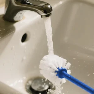 PP Toilet Cleaning Brush with Long TPR Handle, Waterproof Bathroom Caddy, and Soft Bristles