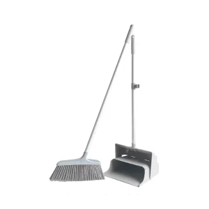 PP and Stainless Steel Upright Broom Dustpan Combo Set with Soft Bristles for Floor Cleaning