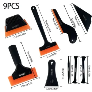PPF Squeegee Nine Piece Set with Color Change Design Stainless Steel Edge Plug for Car Window Film Tint