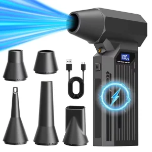 PPWR Certified Mini Portable Compressed Air Duster 110000RPM 80W Rechargeable Blower for Car and PC Keyboard