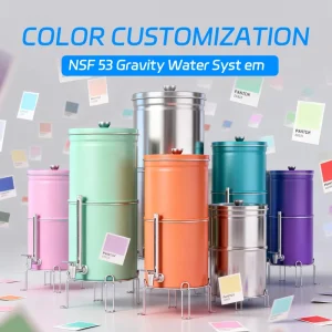 PUREZA OEM NSF Certified Stainless Steel Gravity Water Filter Bucket with Cartridge for Outdoor Camping Gravity Filtration