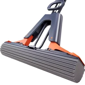 PVA Sponge Mop with Hands-Free Self-Squeezing and Wet-Dry Function for Home Floor Cleaning