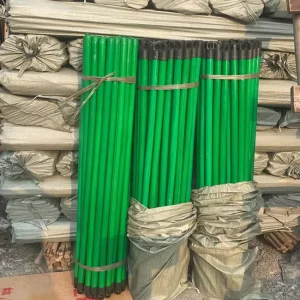 PVC-Coated Wooden Mop Handles, Brooms, and Dustpans