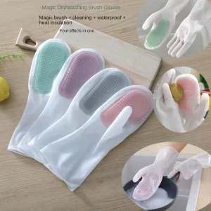 PVC Magic Brush Dishwashing Gloves Waterproof for Kitchen Cleaning and Laundry