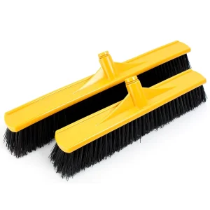 PVC Push Broom Head with Un-Flagged Bristles and Steel Handle for Home and Garage Floor Cleaning