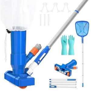 PVC Telescopic Rod Set with Bottom Brush Cleaner Jet Nozzle Swimminpool Pool Vacuum Cleaner Tools Accessories