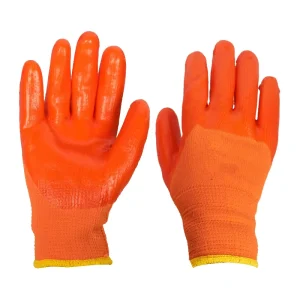 PVC Terry Texture Gloves Semi-Dipped Latex Tendon-Style Knit Wrist Cuff Alkali-Acid-Oil Resistant Slip-Proof