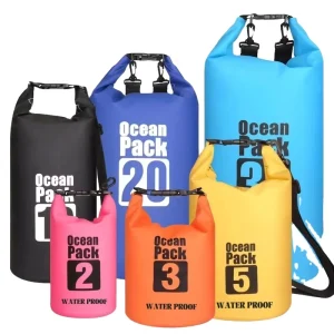 PVC Waterproof Bucket Bag for Diving Rafting 2L 5L 10L 30L Double Shoulder Dry Bag for Hiking Outdoor