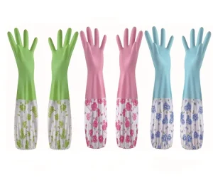 PVC Waterproof Extended Rubber Laundry and Dishwashing Gloves