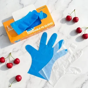 Pack of 200 Plastic Disposable Waterproof TPE CPE Gloves for Food Handling Latex Free Powder Free Home Use Clear
