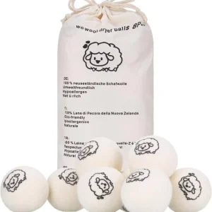 Pack of 8 Tumble Dryer Balls for Tumble Dryers 100% Eco Sheep’s Wool XXL Natural Fabric Softener Dryer Ball for Down Cotton