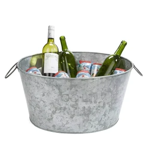Painting Oval Metal Beer Ice Tin Buckets with Handles Bar Accessories