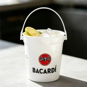 Party Cruzan Island Rum Buckets 32 oz Cocktail Rum Buckets for Parties Clear Customizable Plastic Drink Bucket with Handle