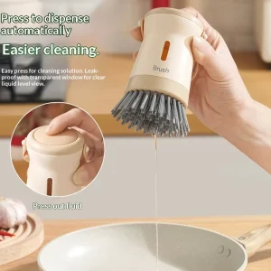 [Patented Design] Kitchen Liquid Adding Manual Silicone Dormitory Cleaning Brush Press Type Multifunctional Pot Cleaning Gadget
