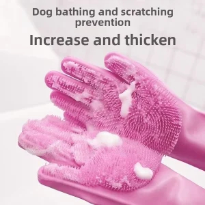 Pet Bathing Gloves for Cats and Dogs, Anti-Scratch and Anti-Bite, Shampoo Brush
