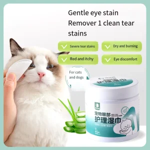 Pet Eye-Care Wipes for Cat Tear Stains and Eye Discharge, Small Dogs and Bichon Frise