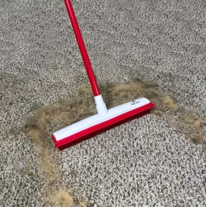Pet Hair Removal Broom Rubber Bristle Carpet Rake with Squeegee Adjustable Telescopic Handle Pet Fur Remover Tool