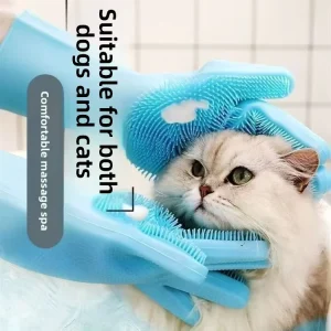 Pet Silicone Bathing Gloves Pair for Cats and Dogs Massage Deshedding Cleaning Brush