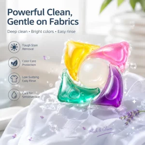 Phosphate-Free 5-Chamber HE Laundry Detergent Pods with Stain Removal and Odor Control