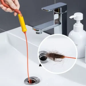 Pipe Dredging Brush with Rotating Handle Thin Flexible Hair Sewer Sink Cleaning Brush Clog Remover Tool