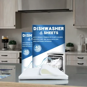 Plant Based Eco Friendly Biodegradable Plastic Free Disposable Solid Lemon Scented Dishwashing Detergent Tablets