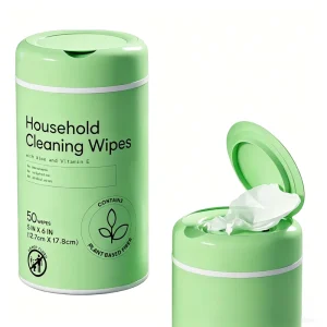 Plant Based Household Cleansing Wet Wipes Canister with Aloe and Vitamin E Disposable All Purpose Cleaning Wipes